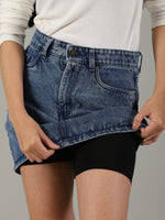 Load image into Gallery viewer, The Anywhere Denim Skirt with Built-In Tights – Mid Wash
