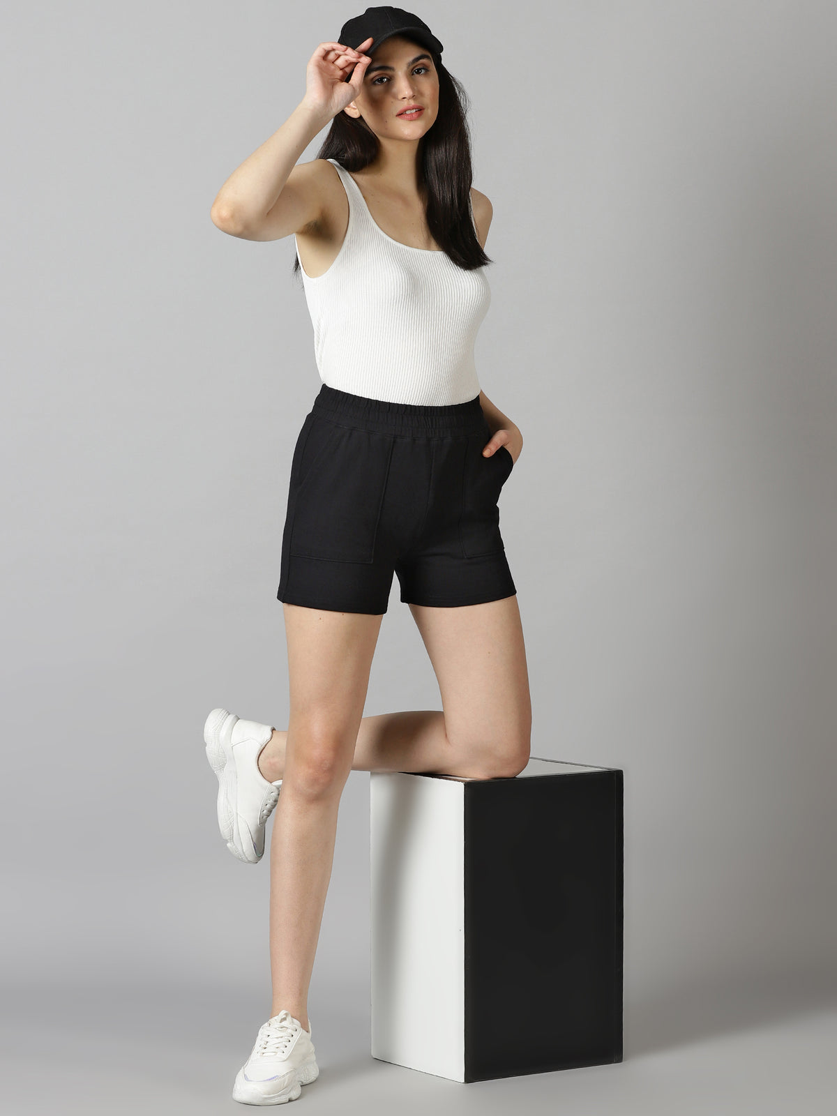 Bold Black Women's French Terry shorts