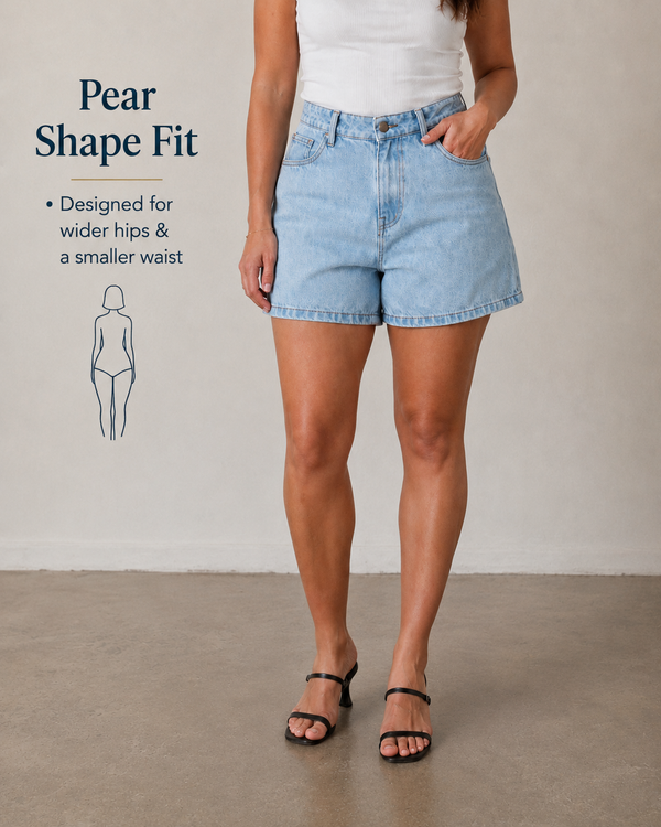 The All-Day High Waisted Denim shorts Light wash (CURVY)