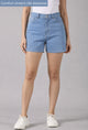 The All-Day High Waisted Denim shorts Mid wash (STRETCH)