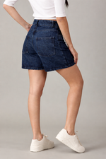 Load image into Gallery viewer, The All-Day High Waisted Denim shorts Dark wash (STRETCH)
