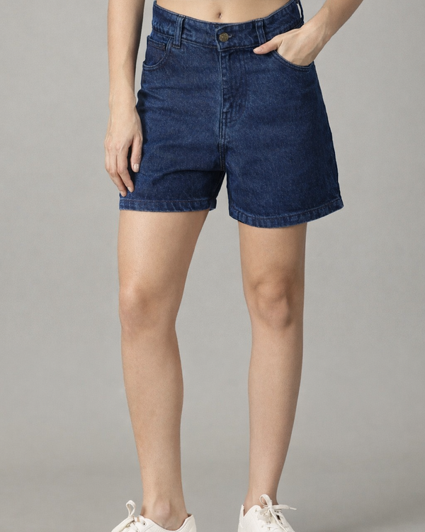 The All-Day High Waisted Denim shorts Dark wash (STRETCH)