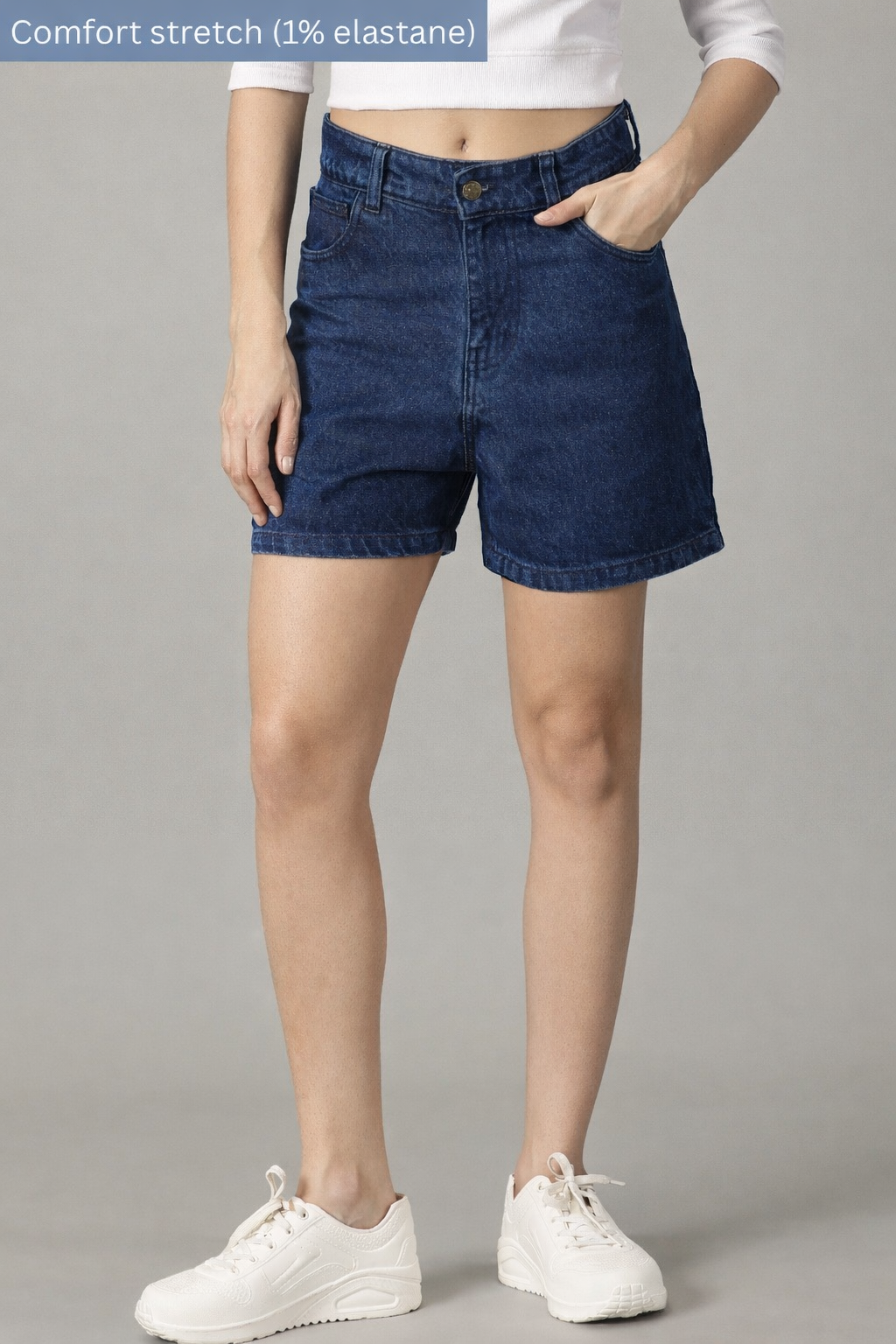 The All-Day High Waisted Denim shorts Dark wash (STRETCH)