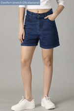 Load image into Gallery viewer, The All-Day High Waisted Denim shorts Dark wash (STRETCH)
