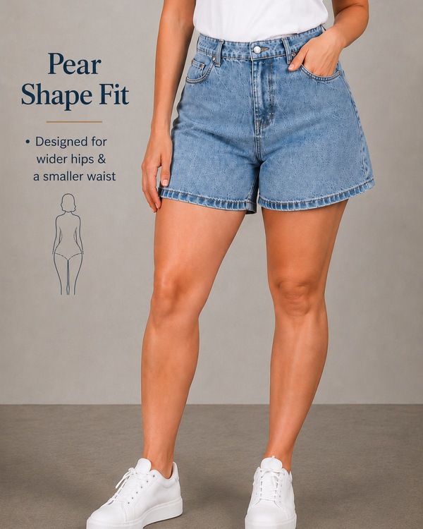 The All-Day High Waisted Denim shorts Mid wash (CURVY)