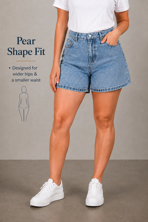 The All-Day High Waisted Denim shorts Mid wash (CURVY)