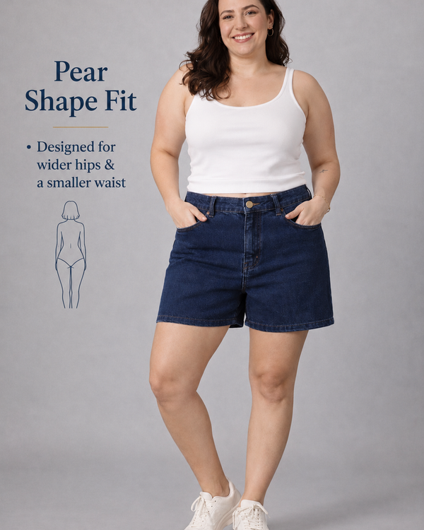 The All-Day High Waisted Denim shorts Dark wash (CURVY)