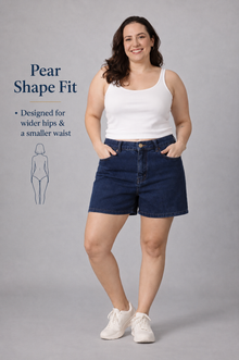 The All-Day High Waisted Denim shorts Dark wash (CURVY)