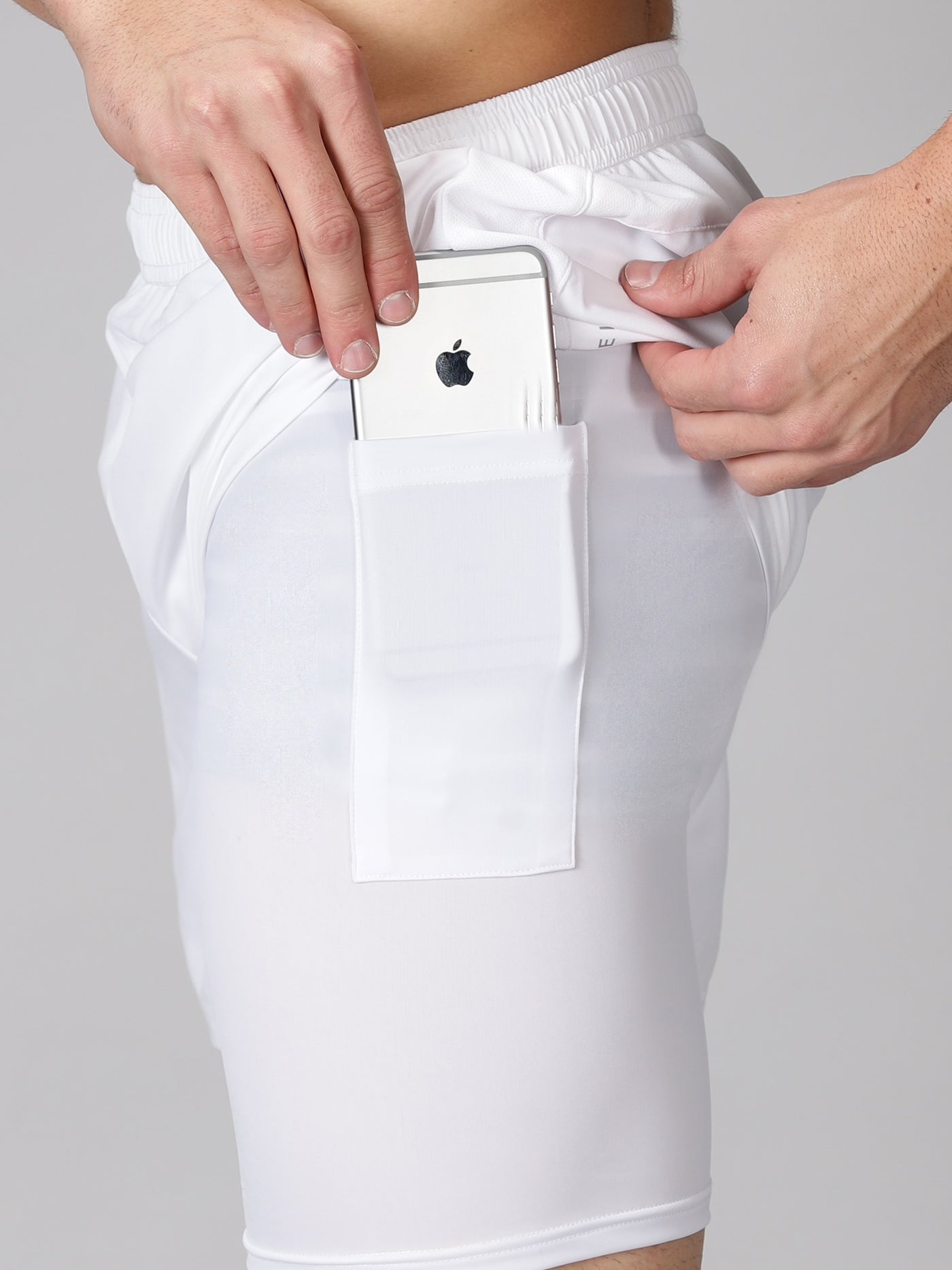 Dares Only Solid White Hybrid Run Shorts