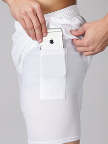 Dares Only Solid White Hybrid Run Shorts
