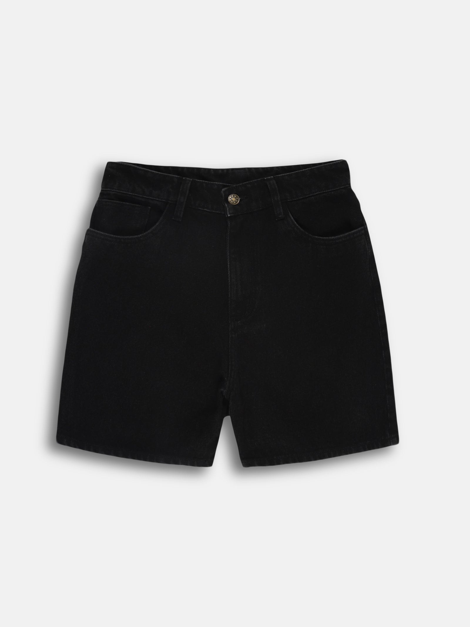 The All-Day High Waisted Denim shorts - Black