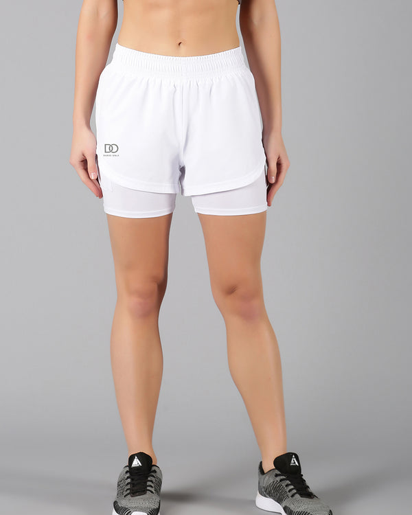 Solid White 2-in-1 Run Short