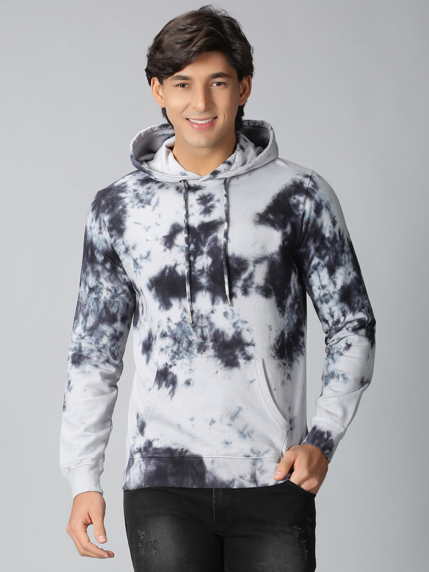 Black & Grey Tie-Dye Hoodie
