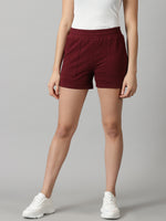 Load image into Gallery viewer, Burgundy High-rise French Terry shorts
