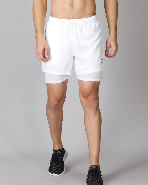 Dares Only Solid White Hybrid Run Shorts