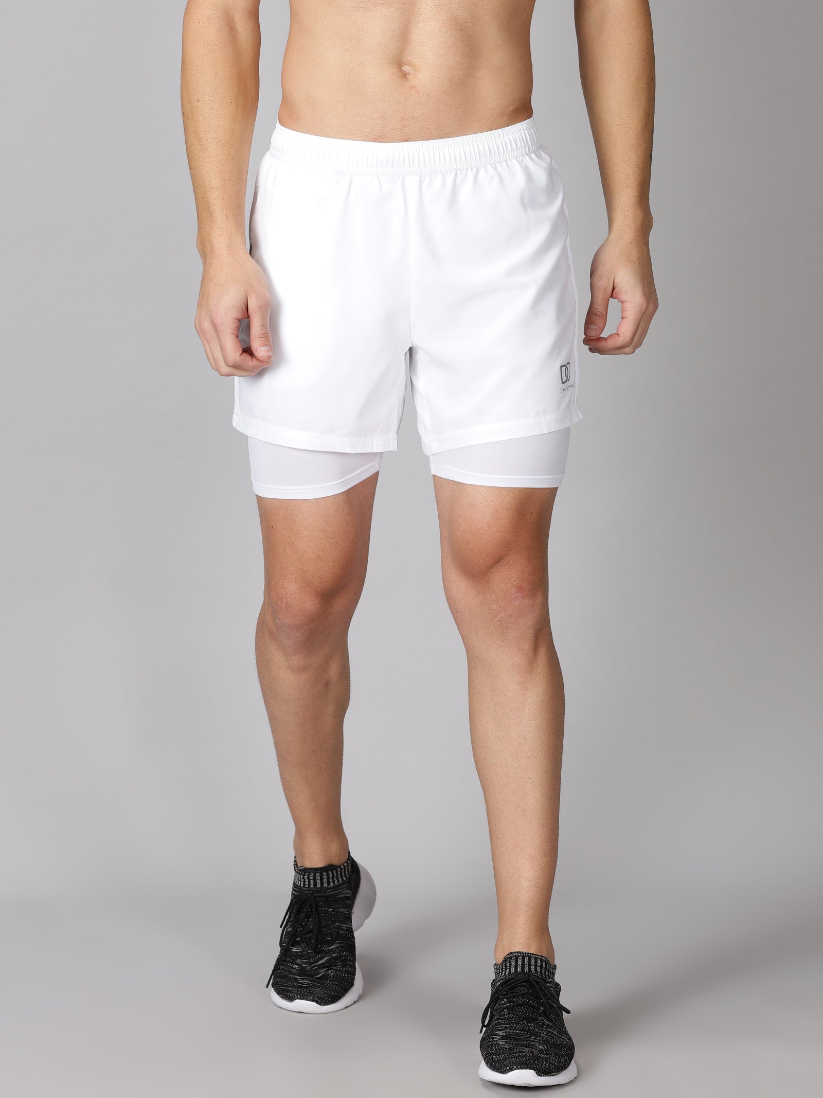 Dares Only Solid White Hybrid Run Shorts