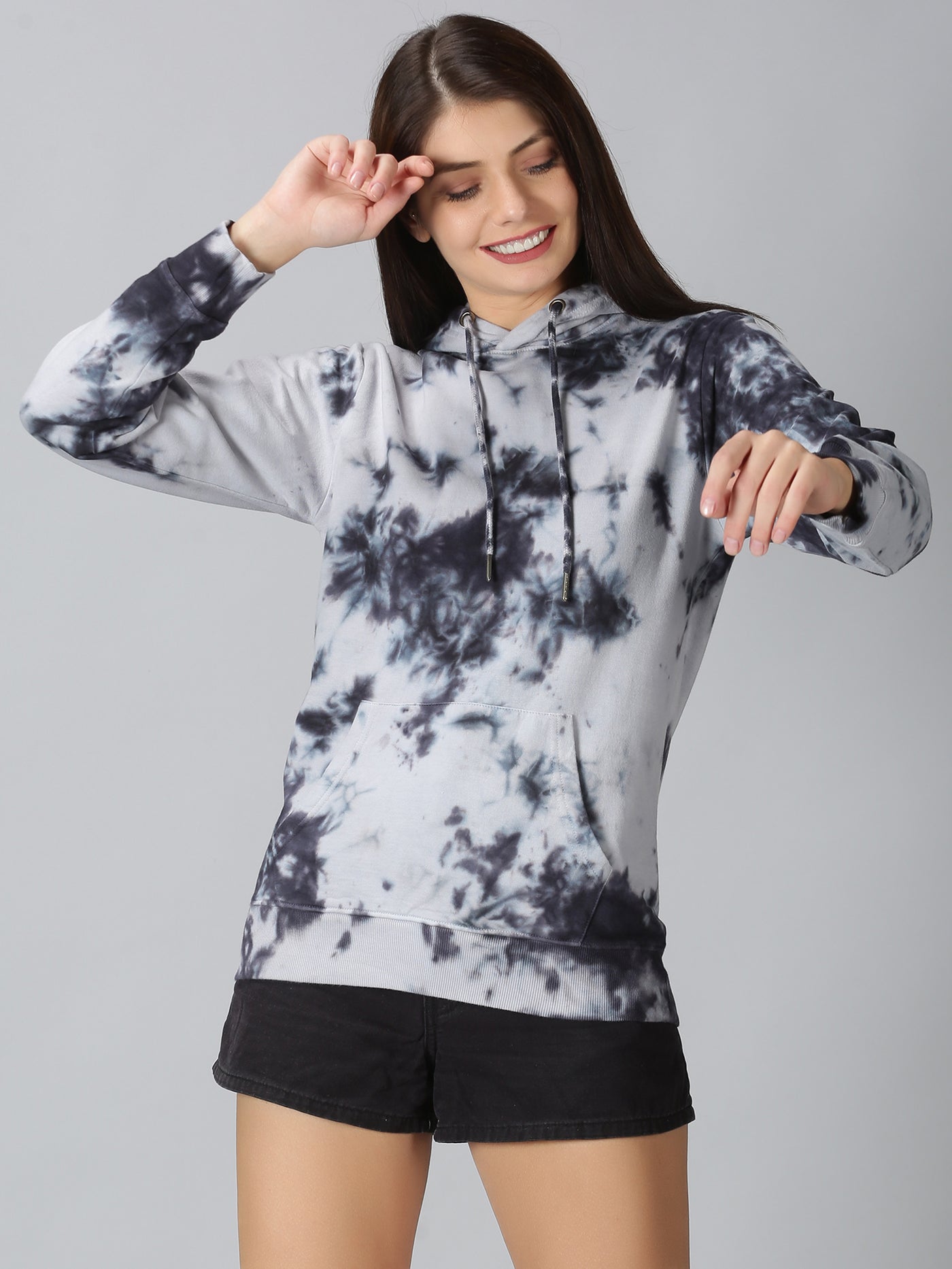 Grey & Black Tie-Dye Hoodie