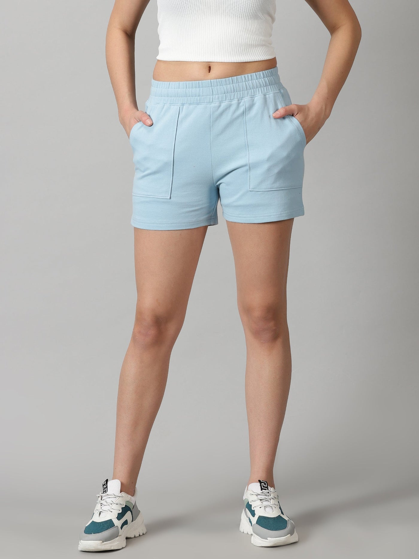 Pack of 2 French Terry shorts - Powder blue & Burgundy
