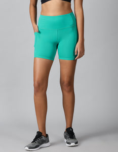 Sea green training shorts with side pockets