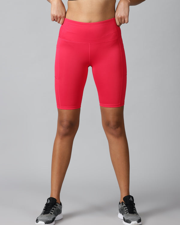 Cerise Pink cycling shorts with side pockets