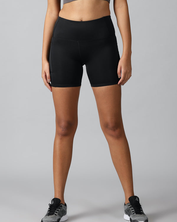 Black training shorts with side pockets