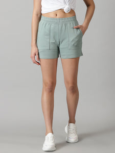 Sage Green High-rise French Terry shorts