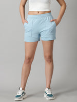 Load image into Gallery viewer, Powder Blue High-rise French Terry shorts
