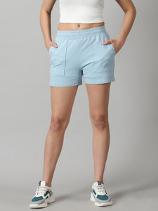 Powder Blue High-rise French Terry shorts