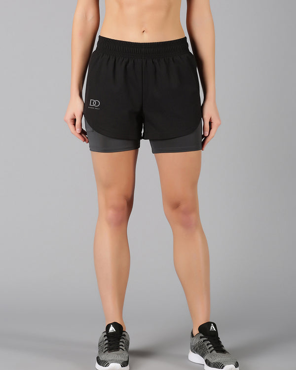 Black & Grey 2-in-1 Run Short