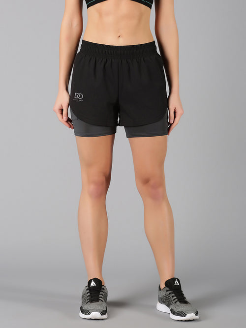 Black & Grey 2-in-1 Run Short