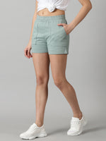 Load image into Gallery viewer, Sage Green High-rise French Terry shorts
