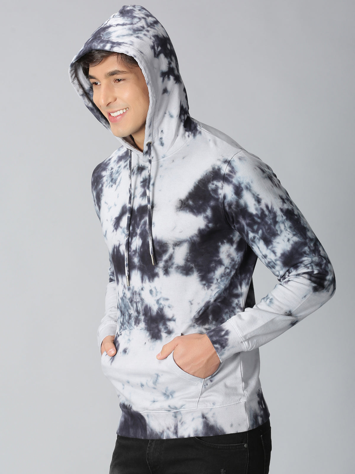 Black & Grey Tie-Dye Hoodie