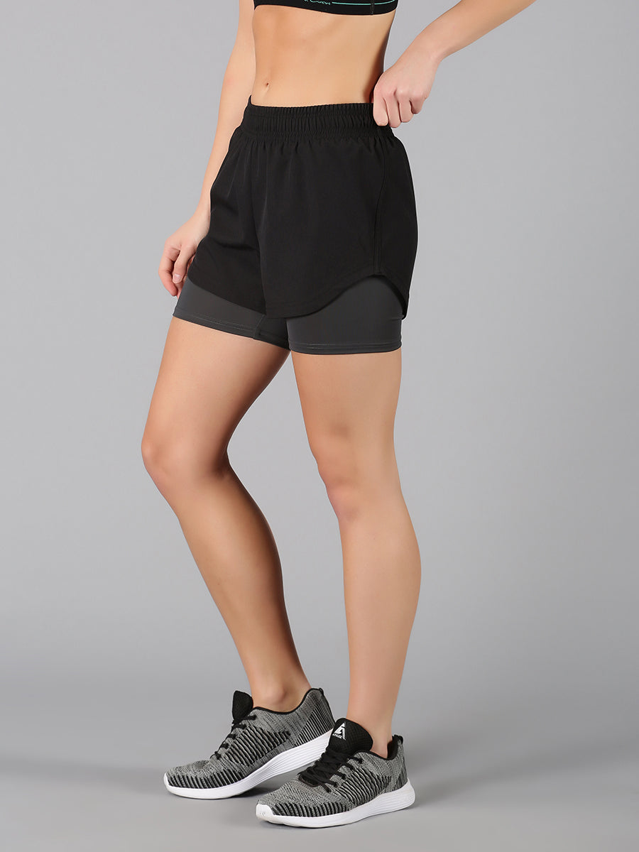 Run Shorts Combo: Black and Red