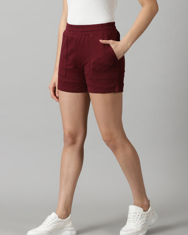 Burgundy Women's French Terry shorts