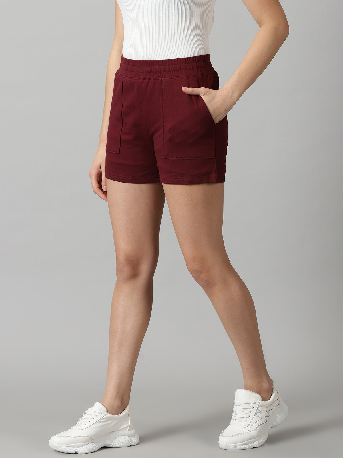 Burgundy Women's French Terry shorts