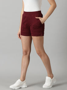 Burgundy Women's French Terry shorts