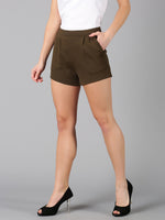Load image into Gallery viewer, Olive Green Smart Casual Pleated Short
