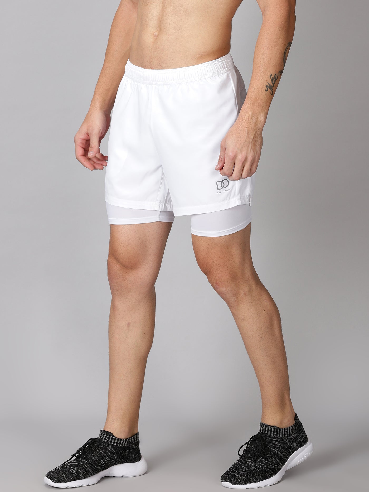 Dares Only Solid White Hybrid Run Shorts
