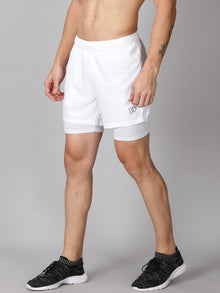Dares Only Solid White Hybrid Run Shorts