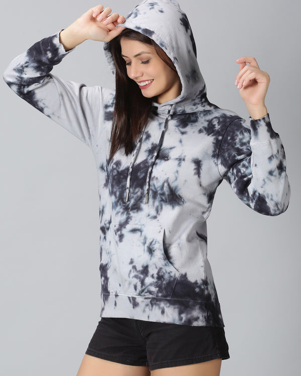 Grey & Black Tie-Dye Hoodie