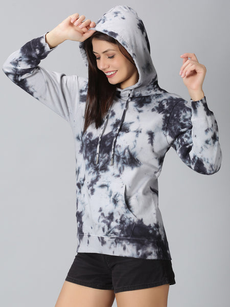Grey Black Tie-Dye Hoodie - Main Image