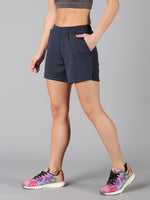 Load image into Gallery viewer, Navy Blue Solid Regular Fit Training Short
