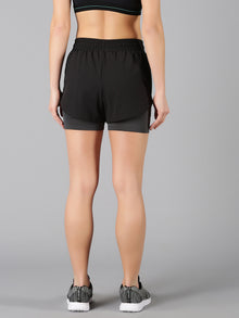 Black & Grey 2-in-1 Run Short