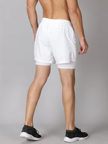 Dares Only Solid White Hybrid Run Shorts