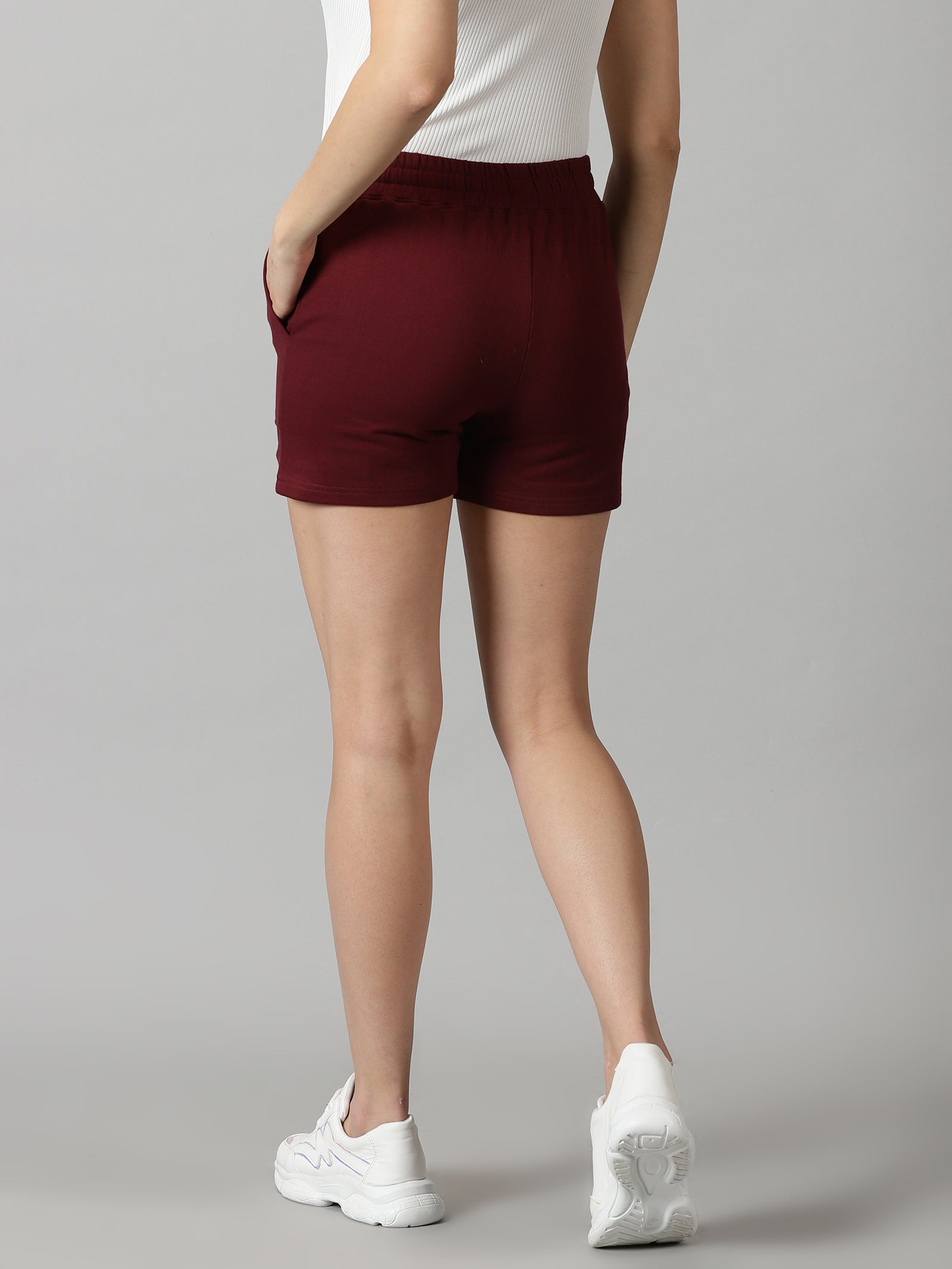 Burgundy High-rise French Terry shorts