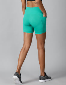 Sea green training shorts with side pockets