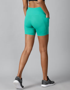 Sea green training shorts with side pockets