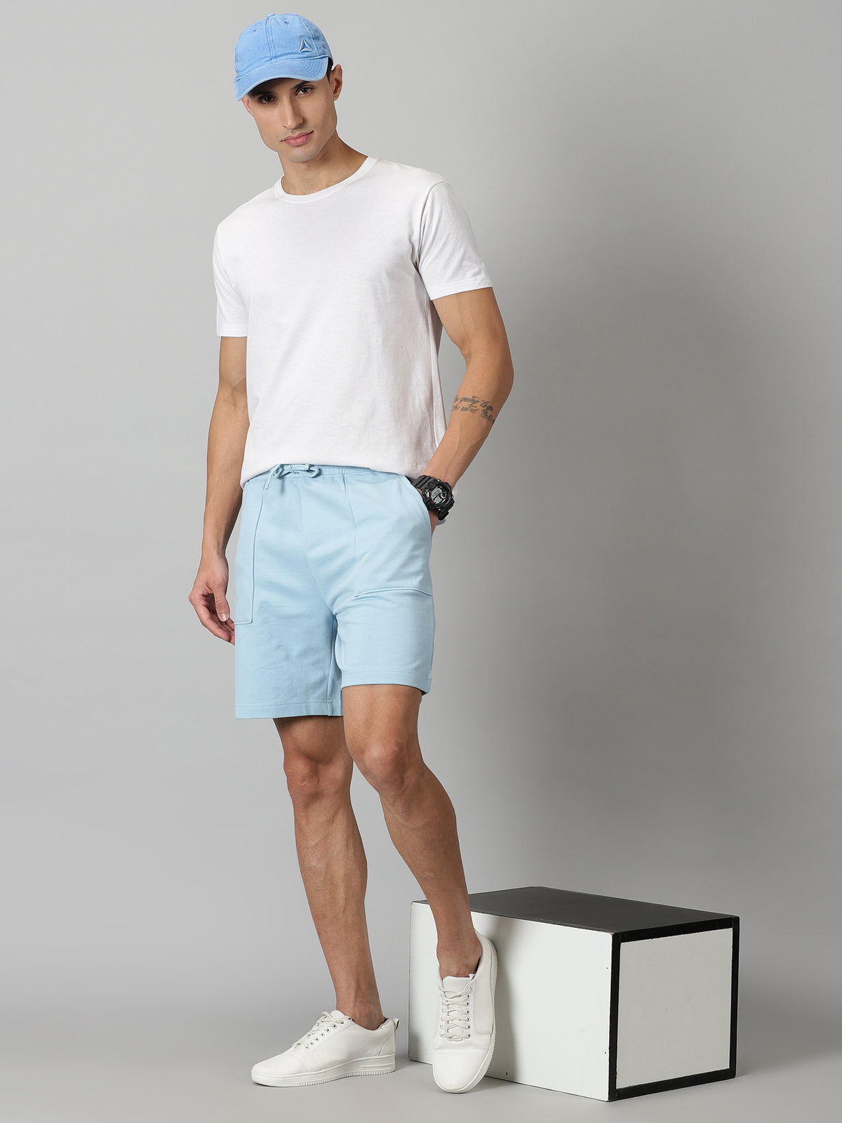 Pack of 2 Men’s French Terry shorts - Burgundy & Powder Blue