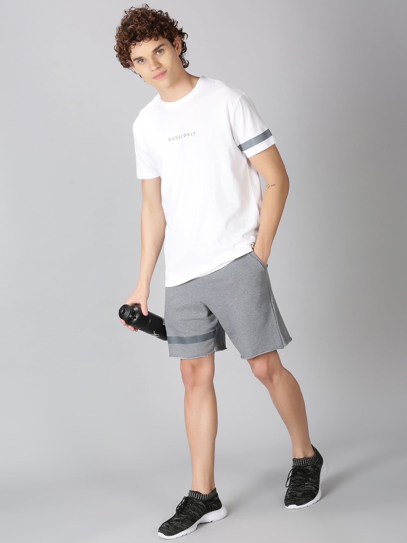 Dares Only White Grey Striped Co-ords