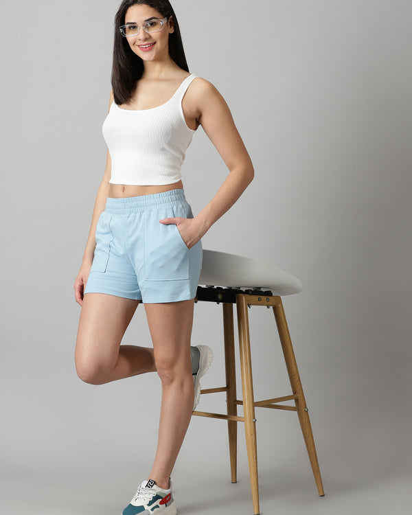 Powder Blue Women's French Terry shorts